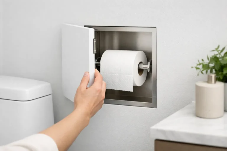 Hidden Toilet Paper Holder for a Cleaner Wall
