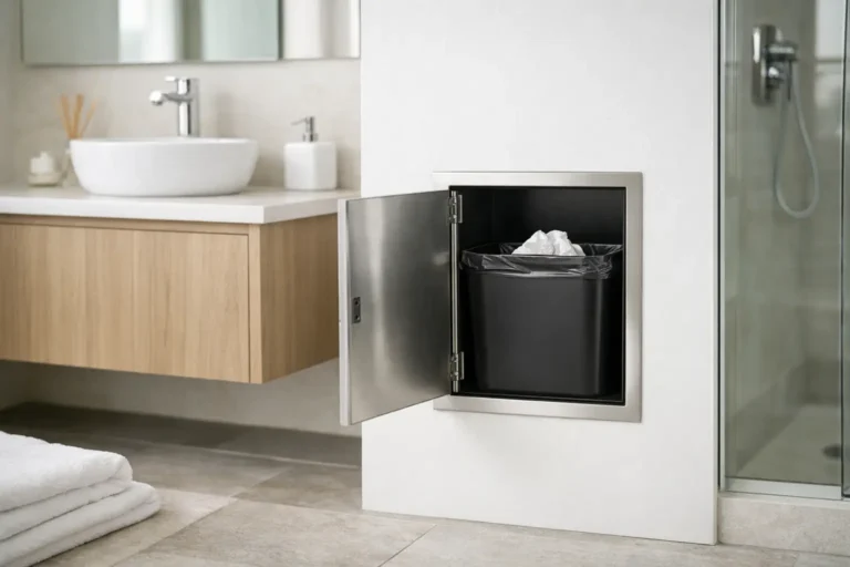 Recessed Bathroom Trash Can for Clean Design